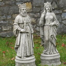 Burgess King Arthur + Queen Guinevere Large Stone Statues British Made Garden Ornament - thumbnail 2