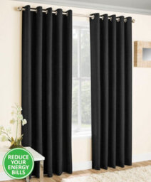 Enhanced Living Vogue Black 46 X 90Inch (117X229Cm) Eyelet Thermal Noise Reducing Dim Out Curtains (Pair) - thumbnail 1