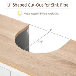Kleankin Bathroom Pedestal Under Sink Cabinet Floor W/ Storage Shelf Double Door - thumbnail 6