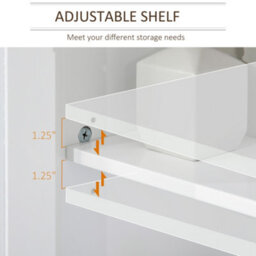 Kleankin Bathroom Pedestal Under Sink Cabinet Floor W/ Storage Shelf Double Door - thumbnail 7