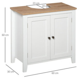 Kleankin Bathroom Pedestal Under Sink Cabinet Floor W/ Storage Shelf Double Door - thumbnail 3