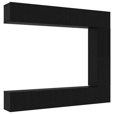 Berkfield Modern 5 Piece Tv Cabinet Set Wall-Mounted Black Oak Engineered Wood - image 1