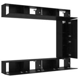 Berkfield Modern 5 Piece Tv Cabinet Set Wall-Mounted Black Oak Engineered Wood - thumbnail 5