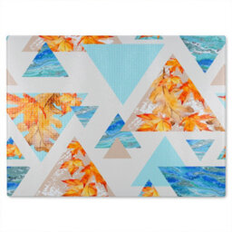 Benjamin Tate Design Triangles With Maple Oak Leaves Marble Glass Chopping Board - thumbnail 2