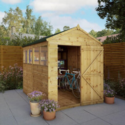 Waltons 8 X 6 Shiplap Garden Storage Shed Tongue And Groove Apex Single Door Windows - thumbnail 2