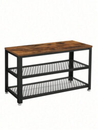 Songmics Vasagle Shoe Bench, Shoe Rack With 2 Shelves, Shoe Organiser,entryway Living Room Hallway, Steel Structure, Rustic Brown And Black - thumbnail 8