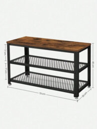 Songmics Vasagle Shoe Bench, Shoe Rack With 2 Shelves, Shoe Organiser,entryway Living Room Hallway, Steel Structure, Rustic Brown And Black - thumbnail 7