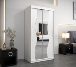 Arte Madrid Contemporary 2 Mirrored Sliding Door Wardrobe 5 Shelves 2 Rails White Matt (H)2000mm (W)1000mm (D)620mm - thumbnail 2