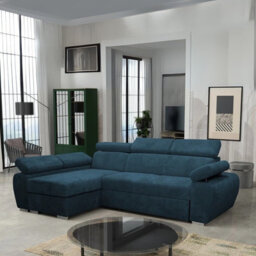 Boston Mini Premium Left Hand Corner Sofa Bed Blue Corduroy Upholstery With Storage And Bonell Spring Support - thumbnail 2