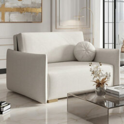 Living Room Sofa Bed Viva Glov Ii With Sleeping Function Storage Chipboard Polyurethane Foam 134X98X85Cm White - thumbnail 1