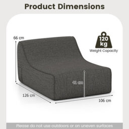 Gainoom Inflatable Grey Lounge Chair Ergonomic Blow Up Lazy Sofa Portable L-Shaped Air Couch With Anti-Slip Base - thumbnail 2