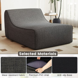 Gainoom Inflatable Grey Lounge Chair Ergonomic Blow Up Lazy Sofa Portable L-Shaped Air Couch With Anti-Slip Base - thumbnail 3