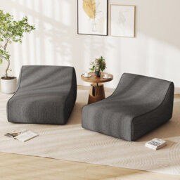 Gainoom Inflatable Grey Lounge Chair Ergonomic Blow Up Lazy Sofa Portable L-Shaped Air Couch With Anti-Slip Base - thumbnail 8