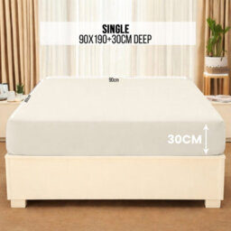 Aspire Homeware Cream Fitted Sheet-(30Cm) Deep Hotel Quality -Breathable Fitted Bed Sheets Single (L)190Cm X (W)91Cm - thumbnail 7