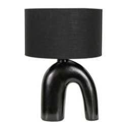 Valuelights Lia Black Fabric Drum Lamp Shade Black Arch Abstract Ceramic Table Lamp And Bulb - thumbnail 2