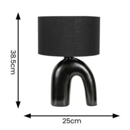 Valuelights Lia Black Fabric Drum Lamp Shade Black Arch Abstract Ceramic Table Lamp And Bulb - thumbnail 4