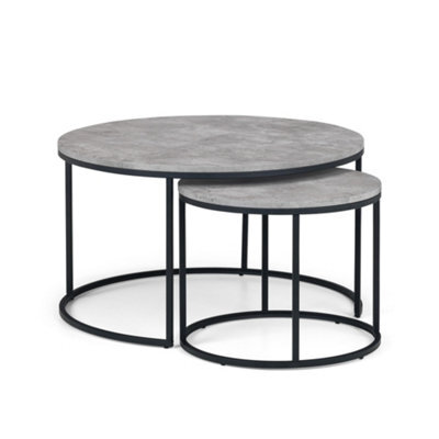 Oakham Harstad Concrete Round Nesting Coffee Table In Concrete And Black - image 1