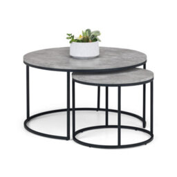Oakham Harstad Concrete Round Nesting Coffee Table In Concrete And Black - thumbnail 2