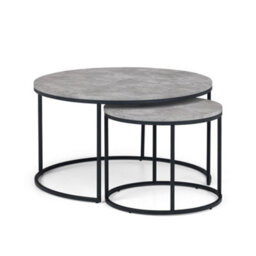 Oakham Harstad Concrete Round Nesting Coffee Table In Concrete And Black