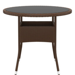 Vidaxl Garden Table 80X75 Cm Tempered Glass And Poly Rattan Brown Garden Tables - thumbnail 2