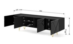 Arte Space Tv Cabinet In Black W180Cm X H56Cm X D42Cm - thumbnail 3