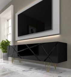 Arte Space Tv Cabinet In Black W180Cm X H56Cm X D42Cm - thumbnail 4