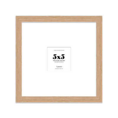 "5X5"" Oak Picture Frame - 5X5"" Square Frame With 2X2"" Mount For 5X5""/2X2"" Pictures Art Deco Style Wall Art, 1 Pack" - image 1