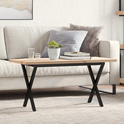Berkfield Coffee Table X-Frame 90X40X45.5 Cm Solid Wood Pine And Steel - image 1
