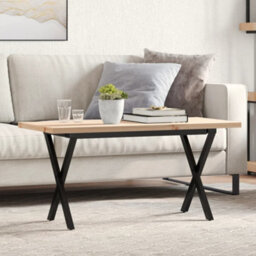 Berkfield Coffee Table X-Frame 90X40X45.5 Cm Solid Wood Pine And Steel - thumbnail 1