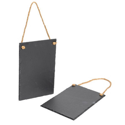 Nicola Spring 2X Hanging Notice Boards - 30 X 20Cm - Natural Slate Wall Hanging Display Board Home Office Kitchen Chalkboard - image 1