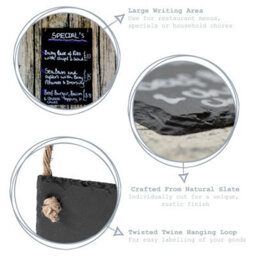 Nicola Spring 2X Hanging Notice Boards - 30 X 20Cm - Natural Slate Wall Hanging Display Board Home Office Kitchen Chalkboard - thumbnail 2