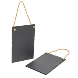 Nicola Spring 2X Hanging Notice Boards - 30 X 20Cm - Natural Slate Wall Hanging Display Board Home Office Kitchen Chalkboard