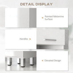 Kleankin Tall Narrow Bathroom Storage Cabinet Cupboard W/ Cabinets, White - thumbnail 6