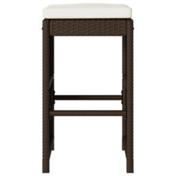 Berkfield Garden Bar Stools With Cushions 2 Pcs Brown Poly Rattan - thumbnail 4