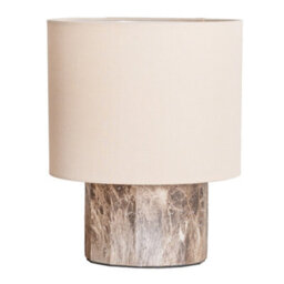 Valuelights Melanie Dark Marble Effect Table Lamp With Natural Linen Lamp Shade - thumbnail 2