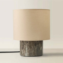 Valuelights Melanie Dark Marble Effect Table Lamp With Natural Linen Lamp Shade - thumbnail 3
