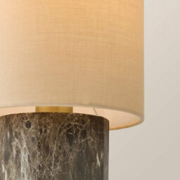 Valuelights Melanie Dark Marble Effect Table Lamp With Natural Linen Lamp Shade - thumbnail 4