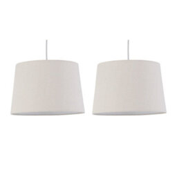 First Choice Lighting Set Of 2 Zoey Natural Linen Easy Fit Pendant Or Lamp Shades