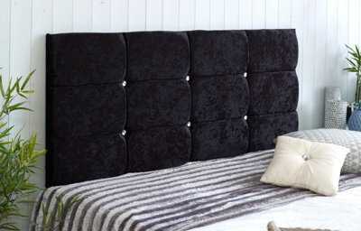 "Adore Designs Roma Crushed Velvet 6Ft Super King 20"" Headboard -  Black"