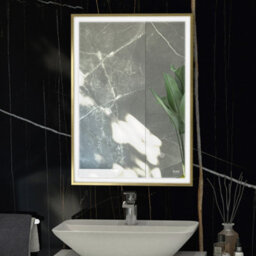 RAK Ceramics Rak Picture Square 600X800mm Brushed Gold Rectangular Illuminated Bathroom Mirror With Touch Sensor, Ip44 Rated