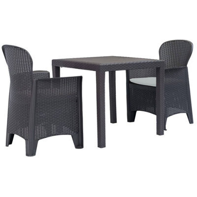 Urbn-Garden Black Anthracite Plastic Square Table & Chair Outdoor Garden Patio Furniture Set - image 1