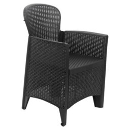 Urbn-Garden Black Anthracite Plastic Square Table & Chair Outdoor Garden Patio Furniture Set - thumbnail 3
