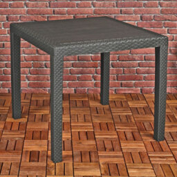 Urbn-Garden Black Anthracite Plastic Square Table & Chair Outdoor Garden Patio Furniture Set - thumbnail 2