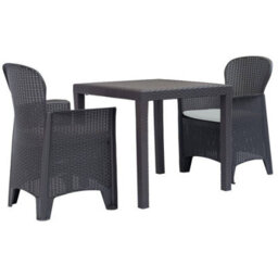 Urbn-Garden Black Anthracite Plastic Square Table & Chair Outdoor Garden Patio Furniture Set