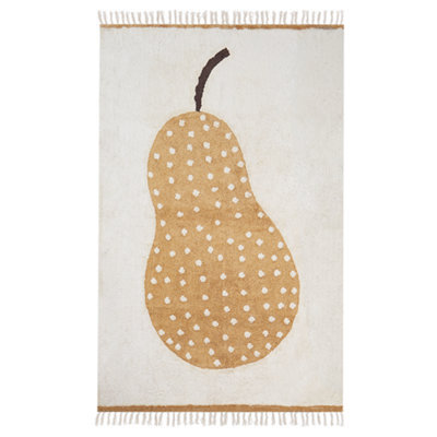 Beliani Kids Rug Khidari Mustard Off-White 140 X 200 Cm Cotton - image 1