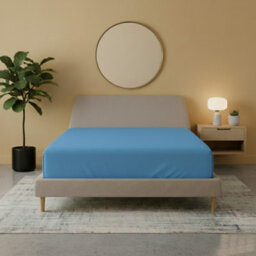 Flannelette Fitted Sheet Soft Brushed Cotton Bedding Warmth Comfort Blue - thumbnail 1