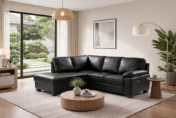 SC FURNITURE LIMITED Black Leather Corner Sofa + Usb Charging Ports - Brooklyn - thumbnail 1