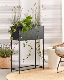 Beliani Elevated Plant Pot Tapien Metal 70 Cm Black - thumbnail 2