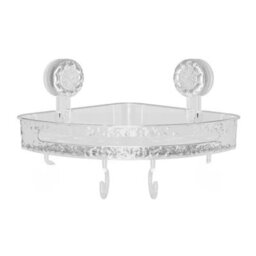 1 Pack Square suction cup corner shelf transparent grey for bathroom toilet, no drilling required - thumbnail 4