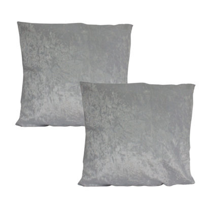Urban Textures Pack Of 2 Crushed Velvet Cushion Covers 18 X 18 Inches Grey - image 1